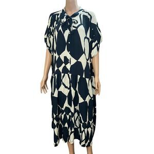 Kin By John Lewis Oversized Midi Dress XL Lagenlook Geometric Artsy Harlequin